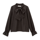 【メール便】リボンボウタイ長袖ブラウス