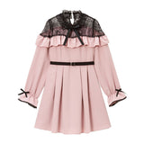 オフショルレースフリルワンピース