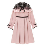 オフショルレースフリルワンピース