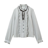 【メール便】フリルハイネックブラウス