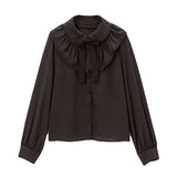 【メール便】フリルラッピング丸襟ブラウス