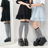 【メール便】ボーダーハイorニーハイソックス