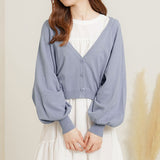 ボリュームスリーブショートカーディガン【ニット】