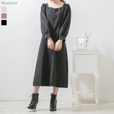 【選べる丈】ペンタゴンネックAラインワンピース