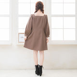 【選べる丈】ペンタゴンネックAラインワンピース