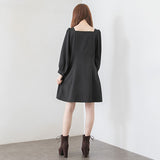 【選べる丈】ペンタゴンネックAラインワンピース