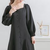 【選べる丈】ペンタゴンネックAラインワンピース