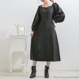 【選べる丈】ペンタゴンネックAラインワンピース