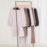 【選べる丈】ペンタゴンネックAラインワンピース