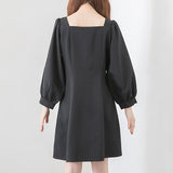 【選べる丈】ペンタゴンネックAラインワンピース