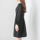 【選べる丈】ペンタゴンネックAラインワンピース