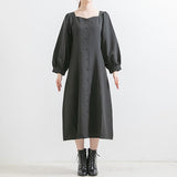 【選べる丈】ペンタゴンネックAラインワンピース