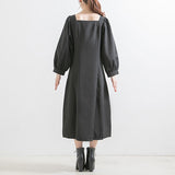 【選べる丈】ペンタゴンネックAラインワンピース