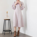 【選べる丈】ペンタゴンネックAラインワンピース