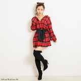 バイカラーリボンチェックシャツワンピース