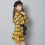 バイカラーリボンチェックシャツワンピース