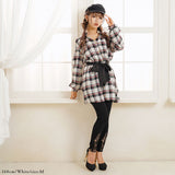 バイカラーリボンチェックシャツワンピース