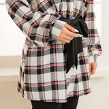 バイカラーリボンチェックシャツワンピース