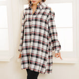 バイカラーリボンチェックシャツワンピース