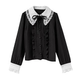 クロス刺繍襟ブラウス