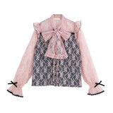 【メール便】レースボウタイフリルブラウス