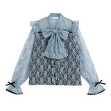 【メール便】レースボウタイフリルブラウス