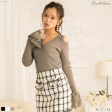 スカラップ袖レースニットトップス