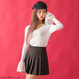 スカラップ袖レースニットトップス