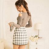 スカラップ袖レースニットトップス