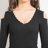 スカラップ袖レースニットトップス