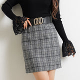 チェック柄タイトスカート