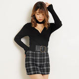 バストクロスセクシーニットトップス