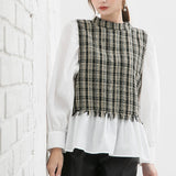 ツイードドッキングブラウス