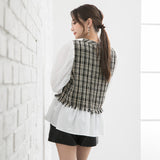 ツイードドッキングブラウス