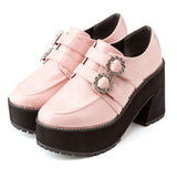 ダブルビジューバックルローファーパンプス