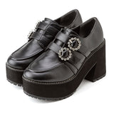 ダブルビジューバックルローファーパンプス