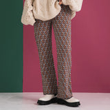 ジオメトリック柄美脚ニットパンツ