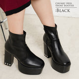 ビジューヒールスクエア美脚ショートブーツ