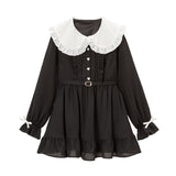 選べる襟無地orハートドットフリルワンピース