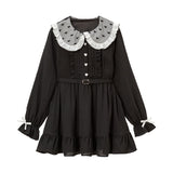 選べる襟無地orハートドットフリルワンピース