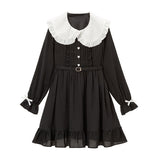 選べる襟無地orハートドットフリルワンピース