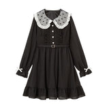 選べる襟無地orハートドットフリルワンピース