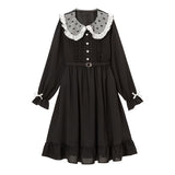 選べる襟無地orハートドットフリルワンピース