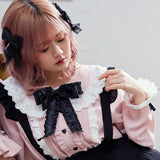 コットン刺繍レース丸襟ブラウス