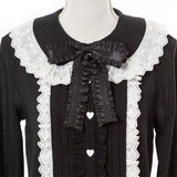 コットン刺繍レース丸襟ブラウス