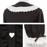 コットン刺繍レース丸襟ブラウス