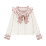 レースフリルリボンセーラーブラウス