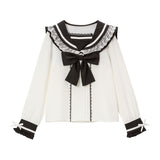 レースフリルリボンセーラーブラウス