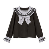 レースフリルリボンセーラーブラウス