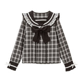 レースフリルリボンセーラーブラウス